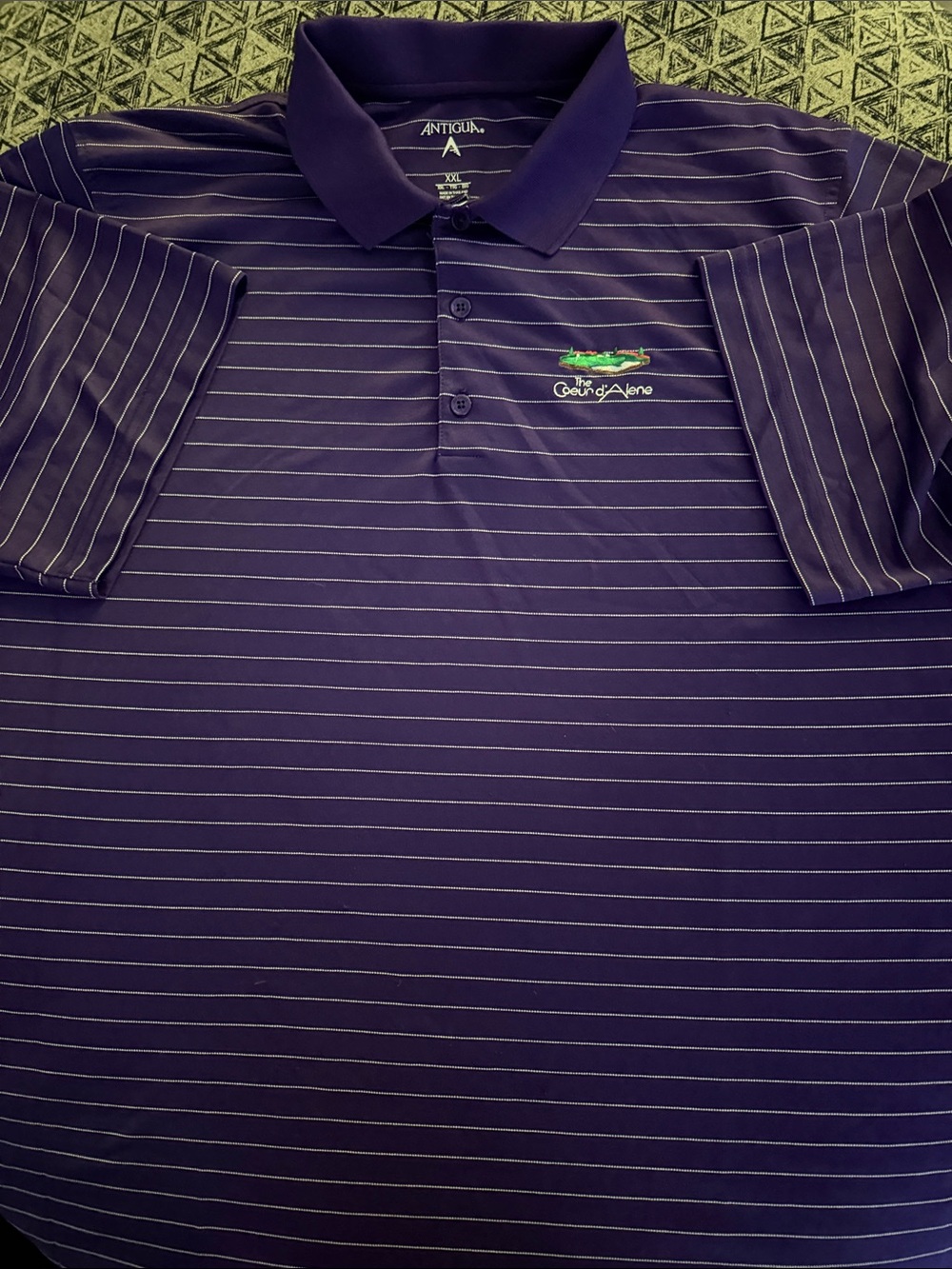 Antigua Men's Purple Pinstripe Golf Polo